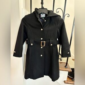 Rothschild Girls Black Wool Coat with Gold Buttons